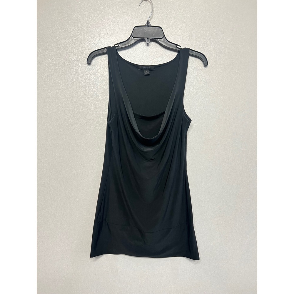 Express Black Cowl Neck Sleeveless Tank Top Banded Hem Size M